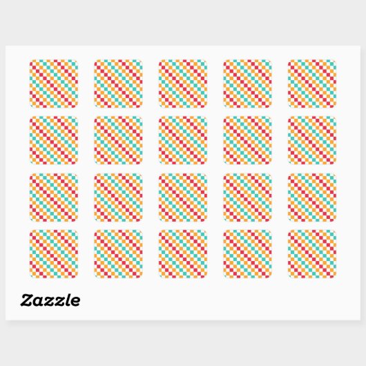 Cozy classroom diagonal checkerboard pattern vierkante sticker (Vel)