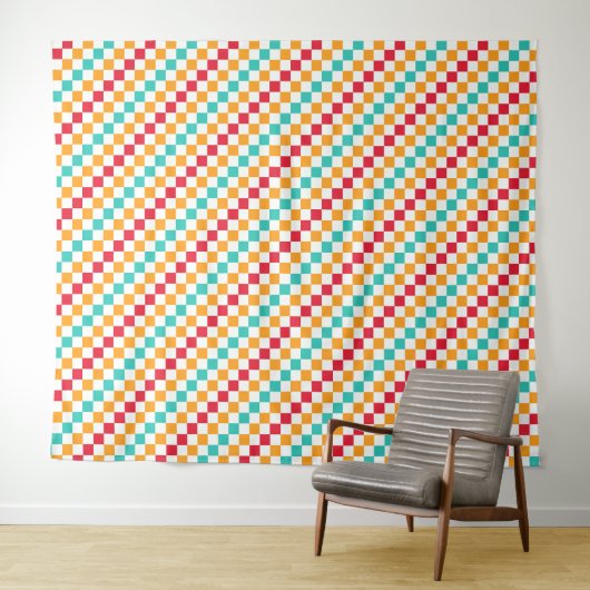 Cozy classroom diagonal checkerboard pattern wandkleed (In Situ (horizontaal))