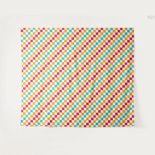 Cozy classroom diagonal checkerboard pattern wandkleed (Voorkant (horizontaal))