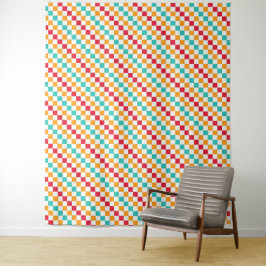 Cozy classroom diagonal checkerboard pattern wandkleed