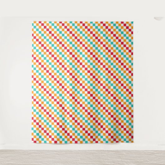 Cozy classroom diagonal checkerboard pattern wandkleed (Voorkant)