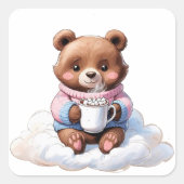 Cozy Cloud Bear Vierkante Sticker (Voorkant)