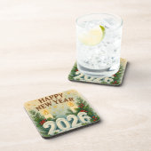 cozy coaster set for happy new year 2026 bier onderzetter (Rechterzijde)