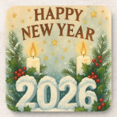 cozy coaster set for happy new year 2026 bier onderzetter (Voorkant)