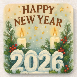 cozy coaster set for happy new year 2026 bier onderzetter