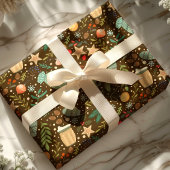 Cozy Cocoa en Mittens Schattigee kerstvakantie Cadeaupapier