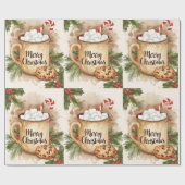 Cozy cocoa merry Christmas cookie holly festive Cadeaupapier (Vlak)