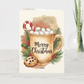 Cozy cocoa merry Christmas cookie holly festive Kaart (Achterkant)