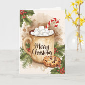 Cozy cocoa merry Christmas cookie holly festive Kaart (Gele Bloem)