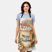 Cozy cocoa merry Christmas cookie holly festive Schort (Gedragen)