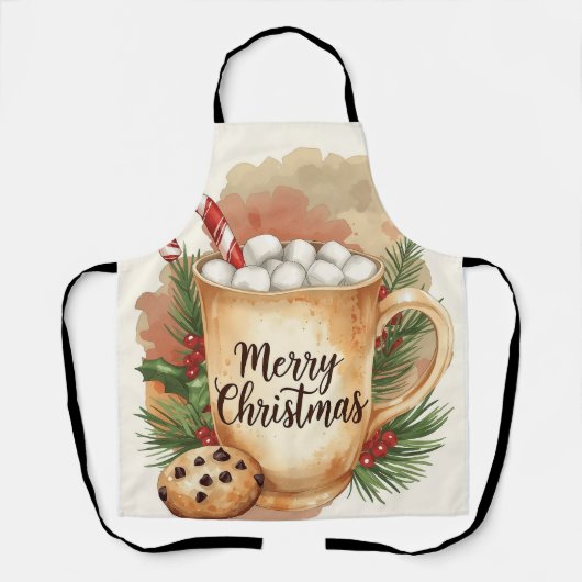 Cozy cocoa merry Christmas cookie holly festive Schort (Voorkant)