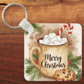 Cozy cocoa merry Christmas holly cute festive Sleutelhanger (Voorkant)