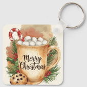 Cozy cocoa merry Christmas holly cute festive Sleutelhanger (Achterkant)