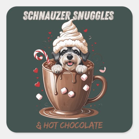 Cozy Cocoa & Schnauzer Stickers – Winter Party Edi (Voorkant)