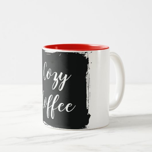 Cozy Coffee Aesthetic Script Two-Tone Ceramic Mug Tweekleurige Koffiemok (Voorkant rechts)