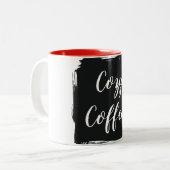 Cozy Coffee Aesthetic Script Two-Tone Ceramic Mug Tweekleurige Koffiemok (Voorkant links)