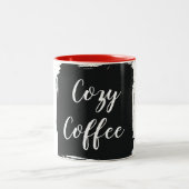 Cozy Coffee Aesthetic Script Two-Tone Ceramic Mug Tweekleurige Koffiemok (Center)