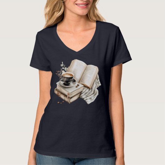 Cozy Coffee and Book Nook T-shirt (Voorkant)