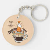 Cozy Coffee and Funny Cat Theme Rustic Custom Sleutelhanger (Achterkant)