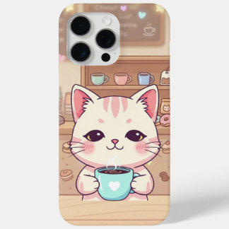 Cozy Coffee Cat - Starry Night iPhone 15 Pro Max Hoesje