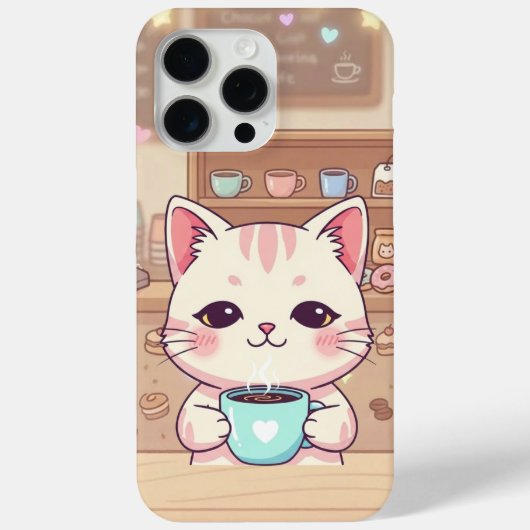 Cozy Coffee Cat - Starry Night iPhone 15 Pro Max Case-Mate iPhone Case (Achterkant)