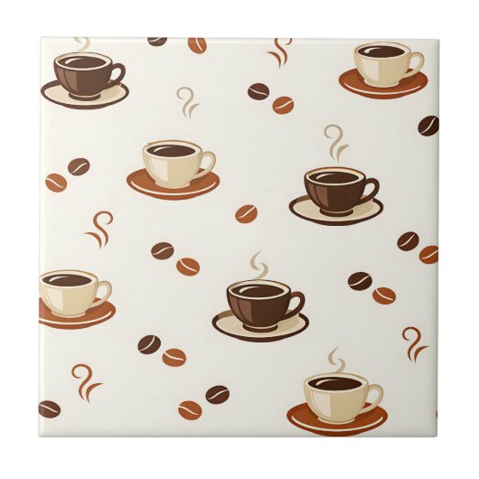 Cozy Coffee Cups Seamless Pattern Tegeltje (Voorkant)