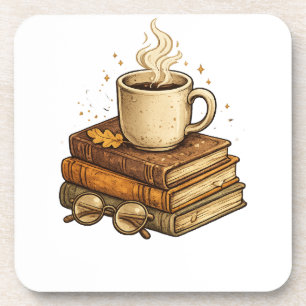 Cozy Coffee en Boeken Vintage Esthetische Worp Kus Bier Onderzetter