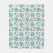 Cozy Collage Winter Mode Patroon Blauwgroen en Roz Fleece Deken (Voorkant)