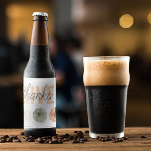 Cozy Colorful Pastel geeft Bedankt en pompoen Bier Etiket