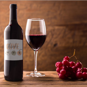 Cozy Colorful Pastel geeft Bedankt en pompoen Wijn Etiket