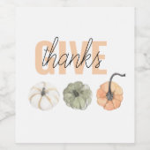 Cozy Colorful Pastel geeft Bedankt en pompoen Wijn Etiket (Enkel label)