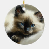 Cozy Companion Siamese Kitten Keramisch Ornament (Achterkant)