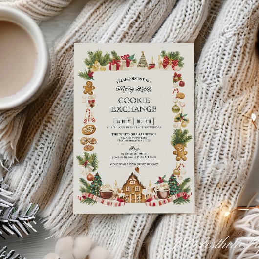 Cozy Cookie Exchange with Gingerbread House Kaart