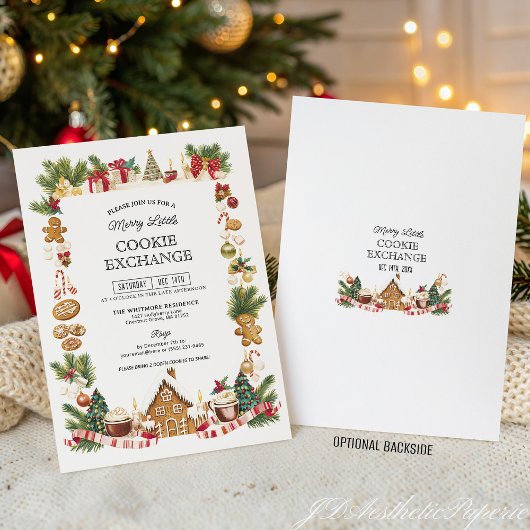 Cozy Cookie Exchange with Gingerbread House Kaart