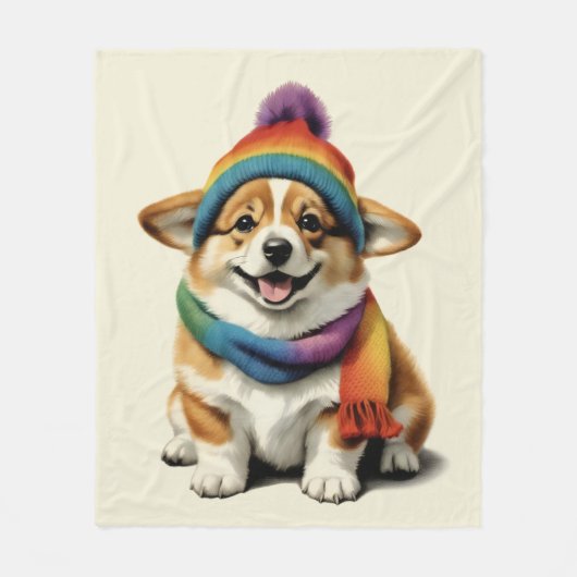 Cozy Corgi Fleece Deken (Voorkant)