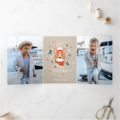 Cozy Corgi - Kerstwarmte Drieluik Wenskaart (Binnen)