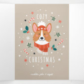 Cozy Corgi - Kerstwarmte Drieluik Wenskaart (Binnenkant midden)