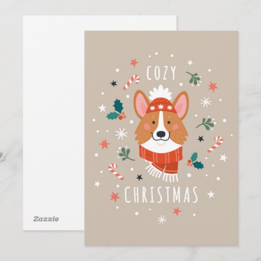 Cozy Corgi - Kerstwarmte Feestdagenkaart (Voorkant / Achterkant)