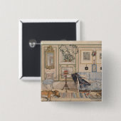 Cozy Corner (door Carl Larsson) Vierkante Button 5,1 Cm (Voorkant /achterkant)