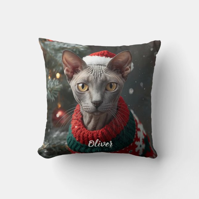 Cozy Cornish Rex Christmas Personalized  Kussen (Voorkant)
