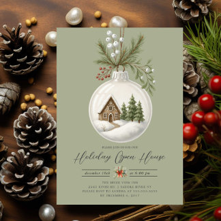 Cozy Cottage Holiday Open House Invite Kaart