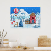 Cozy Cottage In Winter Wonderland Poster (Keuken)