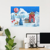Cozy Cottage In Winter Wonderland Poster (Thuiskantoor)