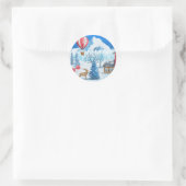Cozy Cottage In Winter Wonderland Ronde Sticker (Tas)