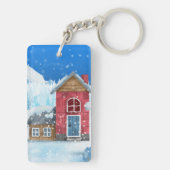 Cozy Cottage In Winter Wonderland Sleutelhanger (achterkant)