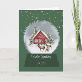 Cozy Cottage Snow Wereldbol-kerstkaart Kaart
