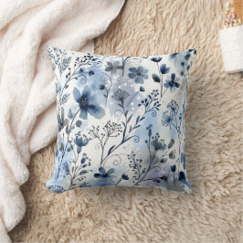 Cozy Cottagecore Blue Gray Floral Pattern Kussen