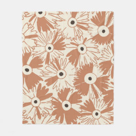 Cozy Cottagecore Retro 70s Floral Terracotta Fleece Deken