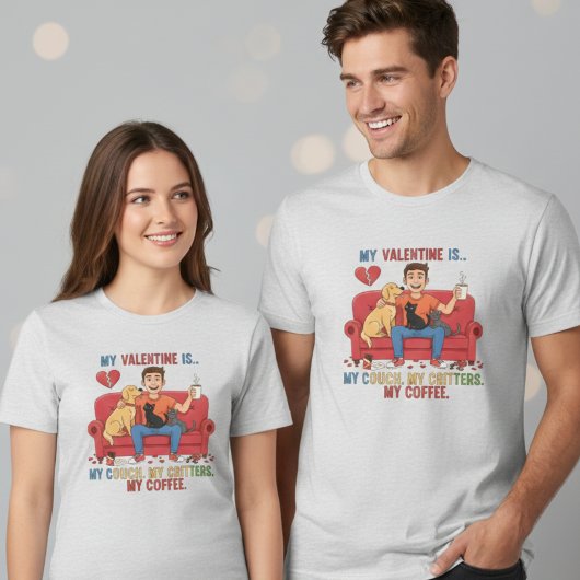 Cozy Couch Critters Coffee Valentine Lovers Gift Tri-Blend Shirt