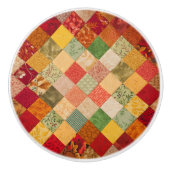 Cozy Country Herfst Diamond Patchwork Quilt Keramische Knop (Voorkant)